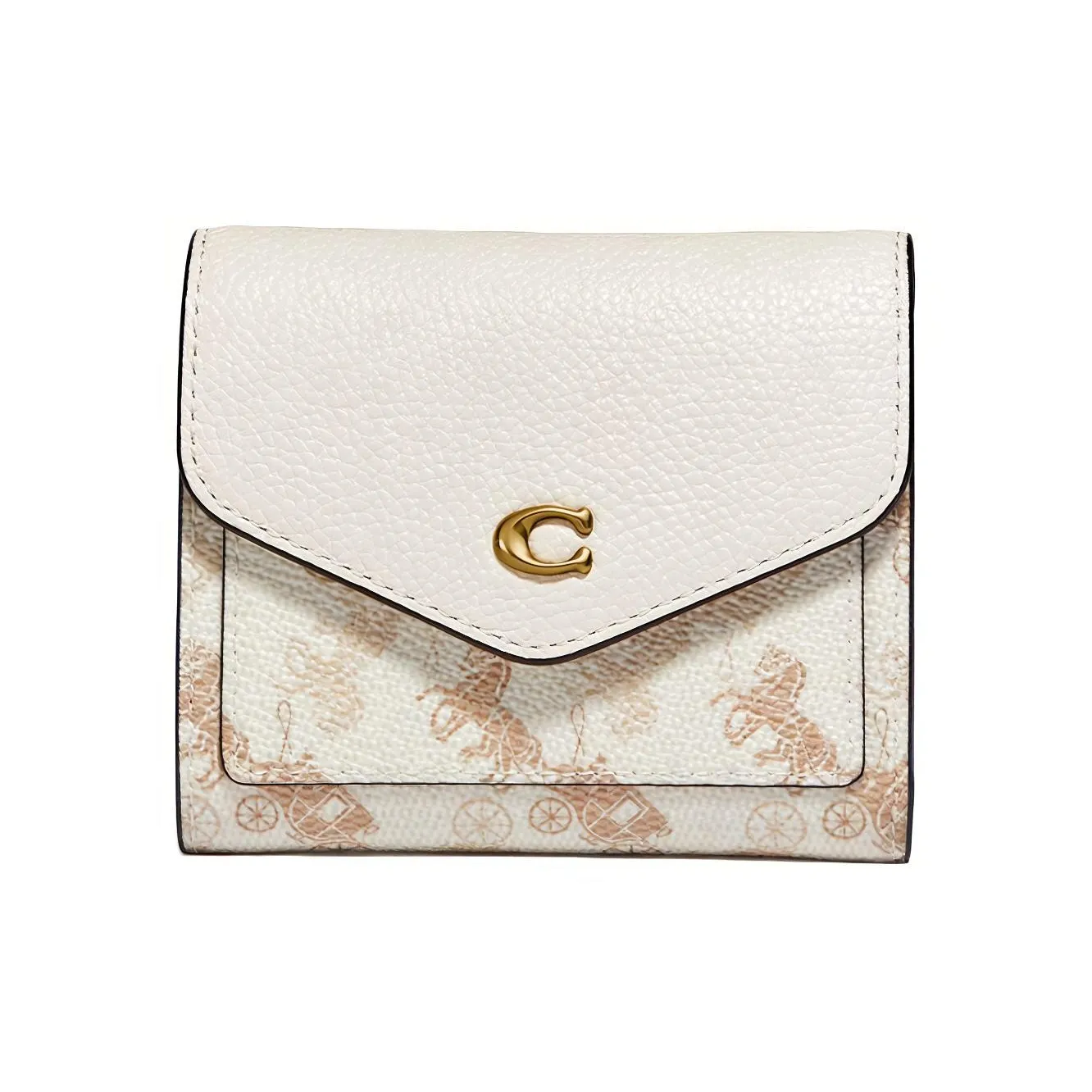 COACH Wyn Leather Handheld Envelope Coin Purse Women's White Print