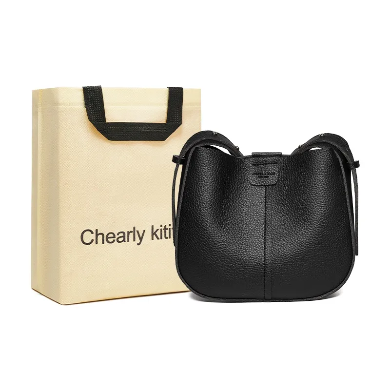 Chearly Kitity Сумка из синтетической кожи Saddle Сумка через плечо Сумка для рук Сумка через плечо Стандартная Женская Черный Экрю Коричневый