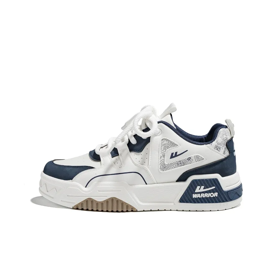 Warrior Low Top Skateboard Shoes Men's White Dark Blue