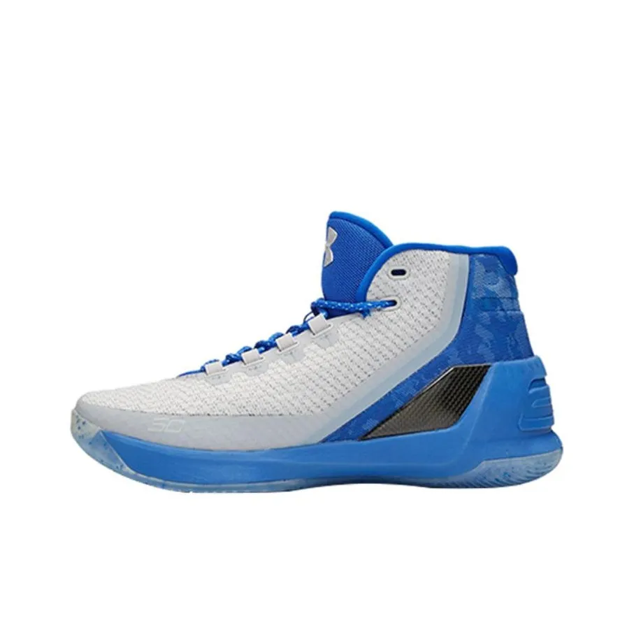 Under Armour Curry 3 Aqua CAMO Slip-resistant Abrasion-resistant MID Баскетбольные кроссовки Мужские Белый Синий