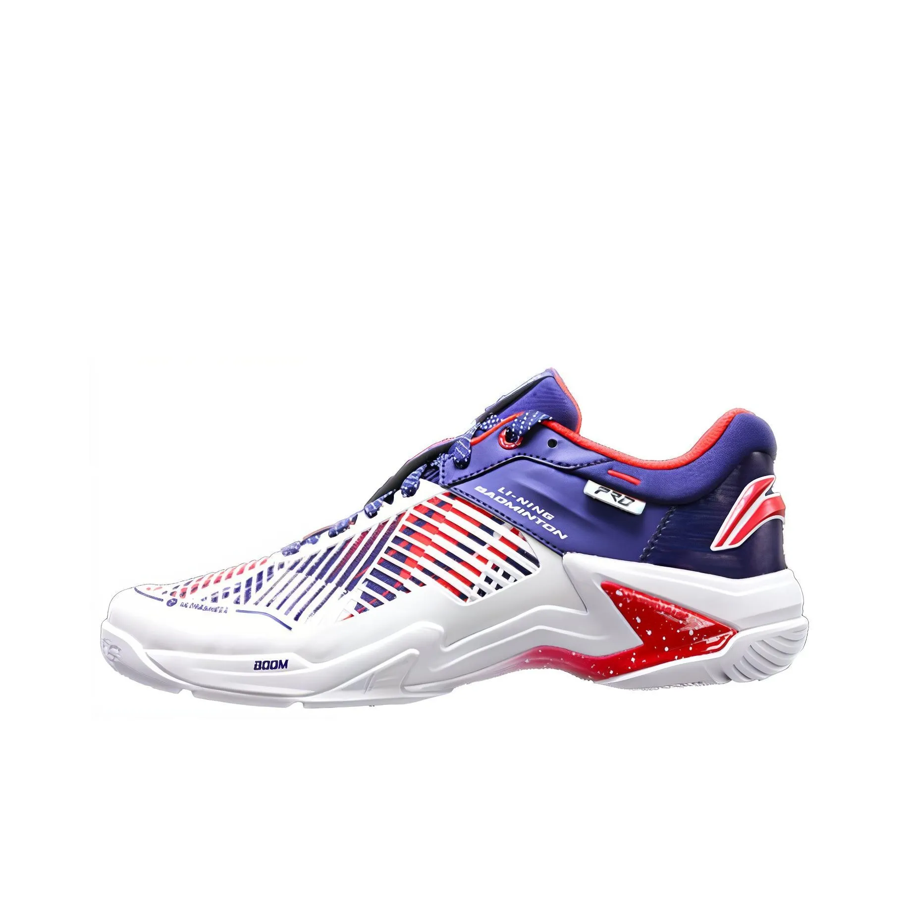 LiNing PRO Cushioned Slip Resistant Abrasion Resistant Low Top Badminton Shoes Unisex White Blue