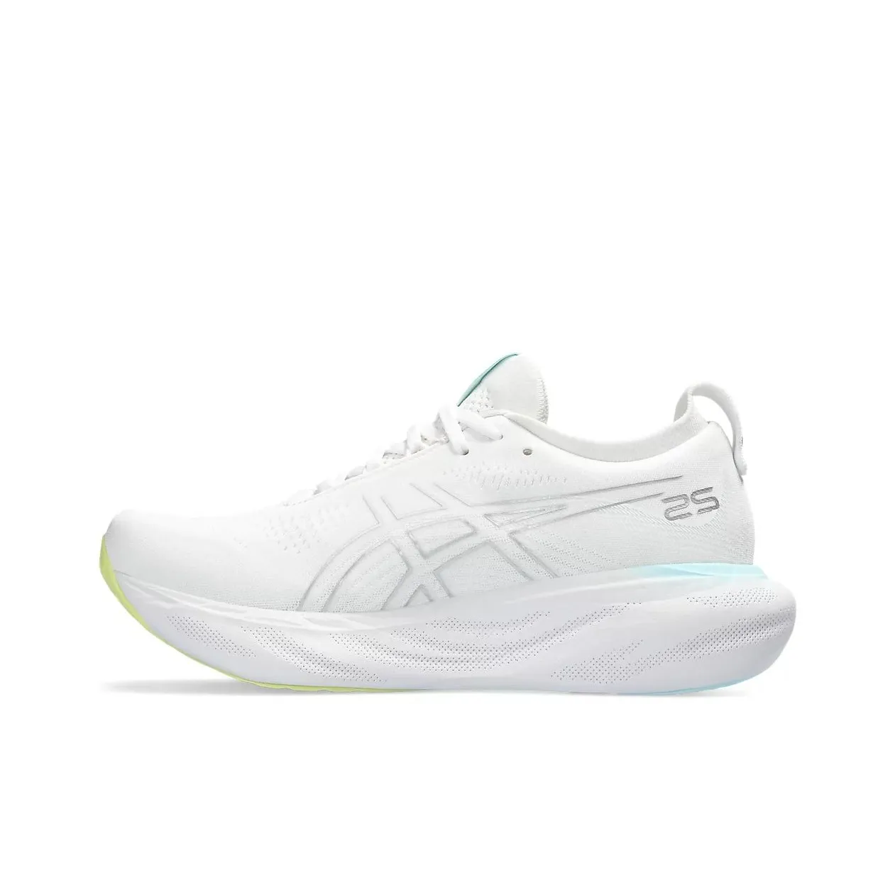 Asics Gel Nimbus 25 White Pure Silver Yellow Women's