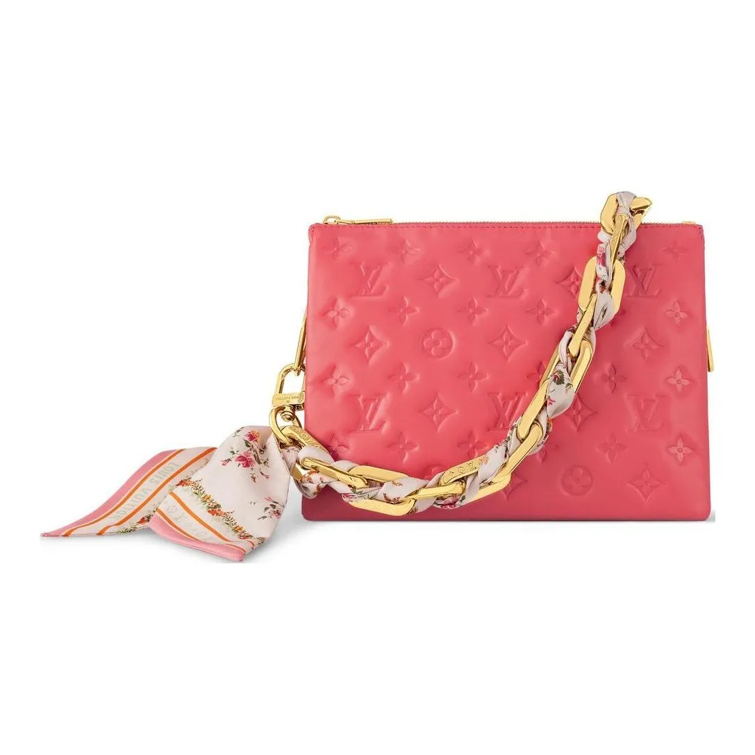 LOUIS VUITTON Coussin Leather Handbag, Shoulder Bag, Crossbody Bag Trumpets Women's Red
