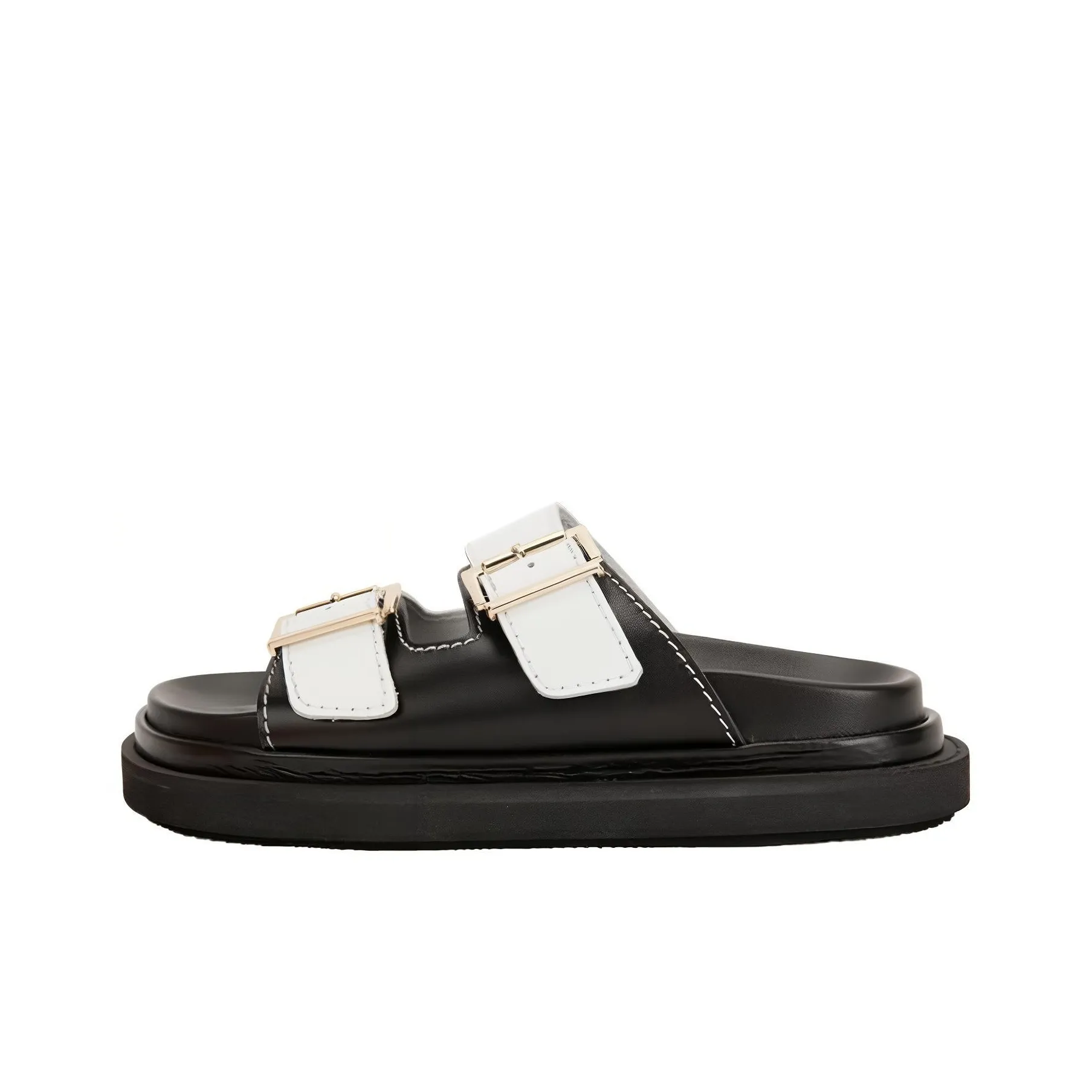 ALOHAS Rubber Sole Slide Slippers Women's Black White