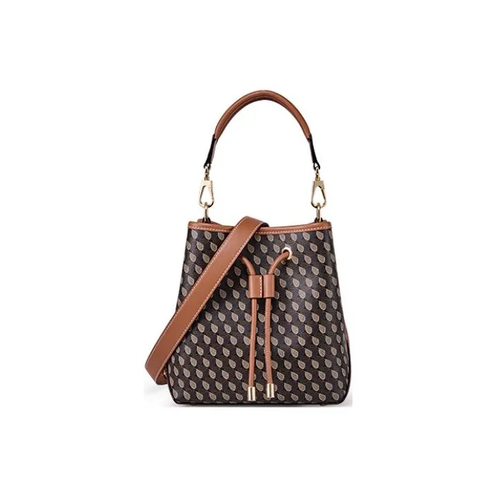 DISSONA Сумка из ПВХ с коровьей кожей ведрообразная сумка сумка через плечо маленькая женская коричневая