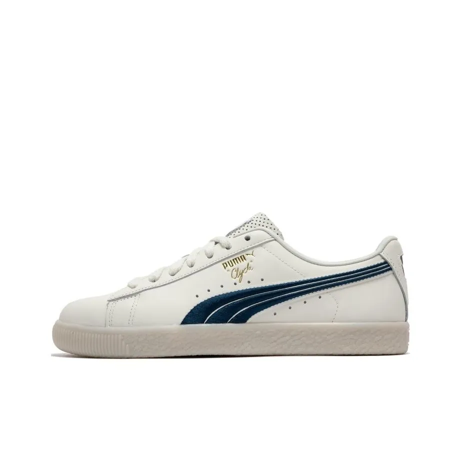 PUMA Clyde CLASSICS Low Топ Скейтборд Кроссовки Унисекс Белый Бежевый Синий