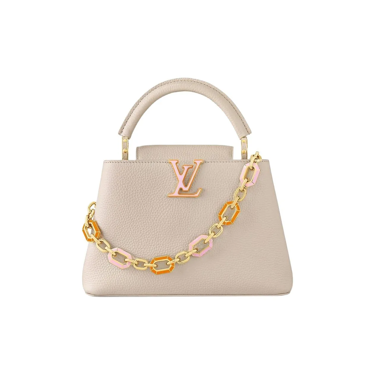 LOUIS VUITTON Capucines Leather Kapusin Crossbody Tote Bag Over One Shoulder Mini Women's Quartz Gray
