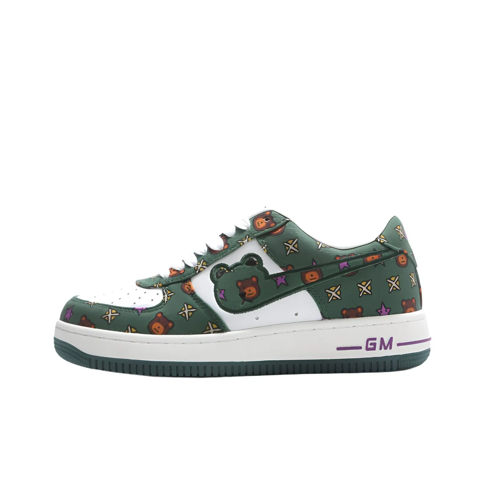 GOLD MEMBER BEAR Anti Slip Wear Resistant Low Top Skateboard Shoes Unisex Green