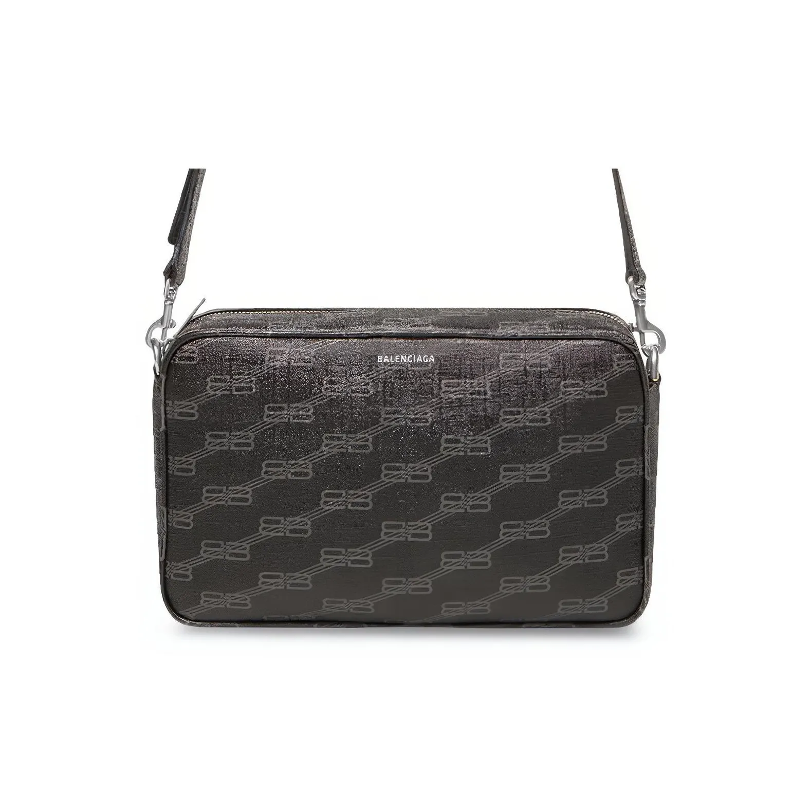 Balenciaga Polyester Cotton Blend Camera Bag, Crossbody Bag, Shoulder Bag Men's Black
