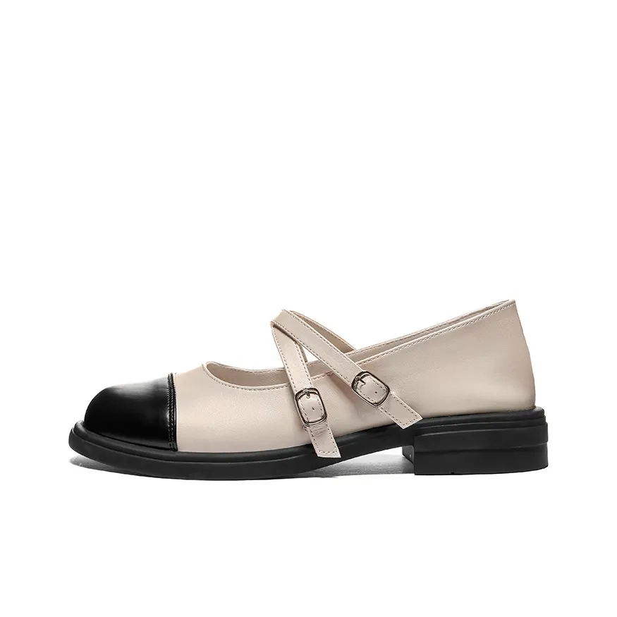Warrior Flat Mary Jane Shoes Women's Beige Black