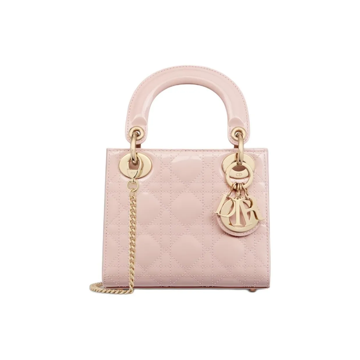 DIOR Lady Dior Patent Leather, Cow Leather Lady Dior Bag, Shoulder Bag, Crossbody Bag, Handbag Mini Women's Rouge Pink