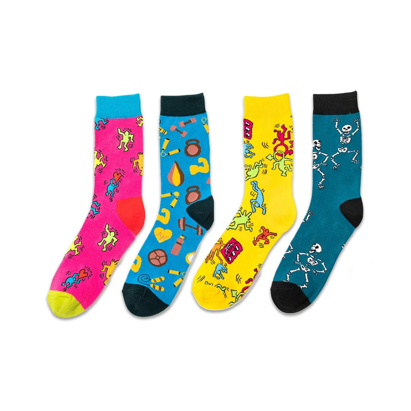 Flowers In Water Mid Calf Socks Men's 4 Pack