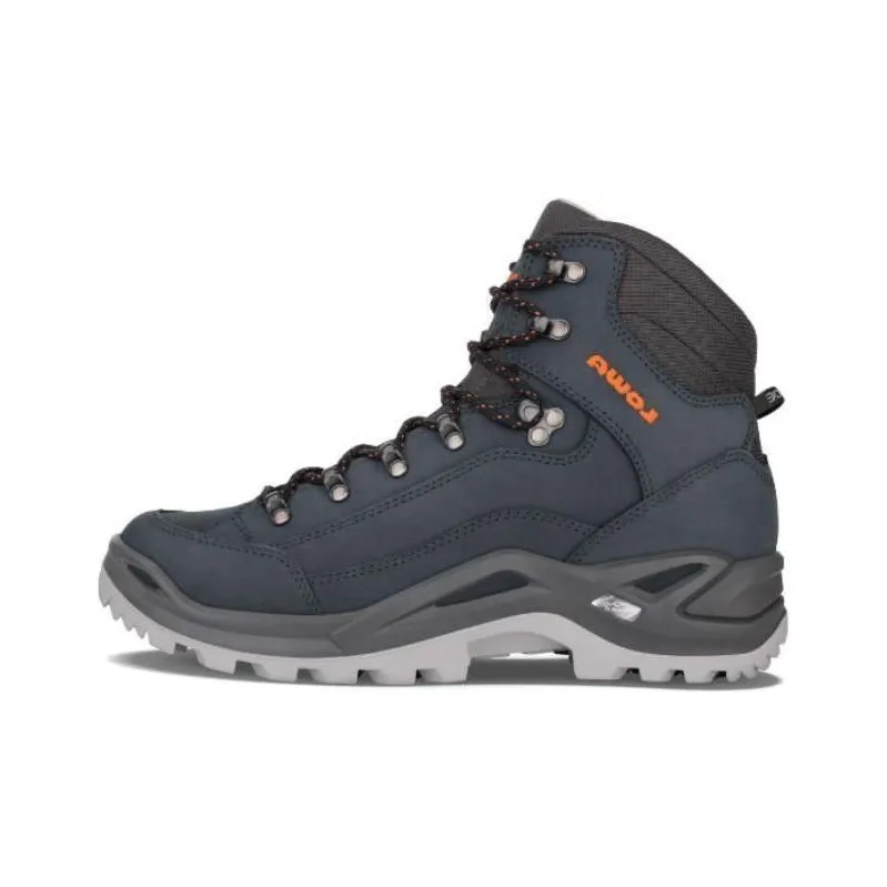 Lowa Renegade Leder Mid Cushioning, Wear Resistant High Top Hiking Shoes Men's Gray Blue