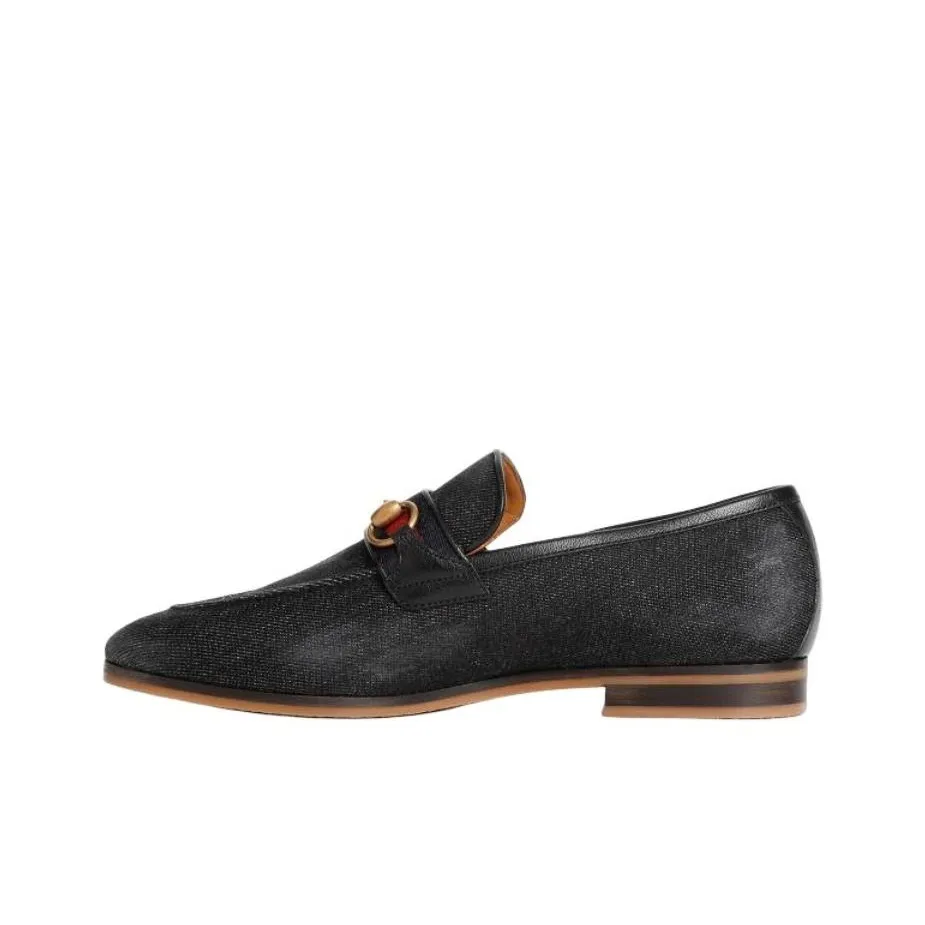 GUCCI Horsebit detail Denim Loafers