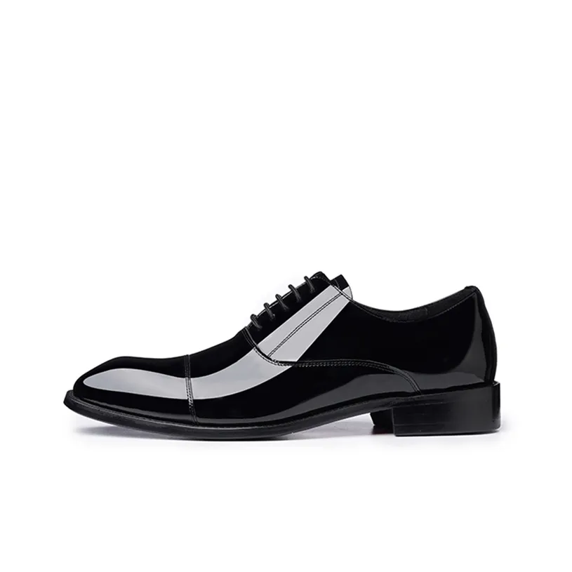 LAORENTOU Dress Shoes Men Low Top Black/Blue