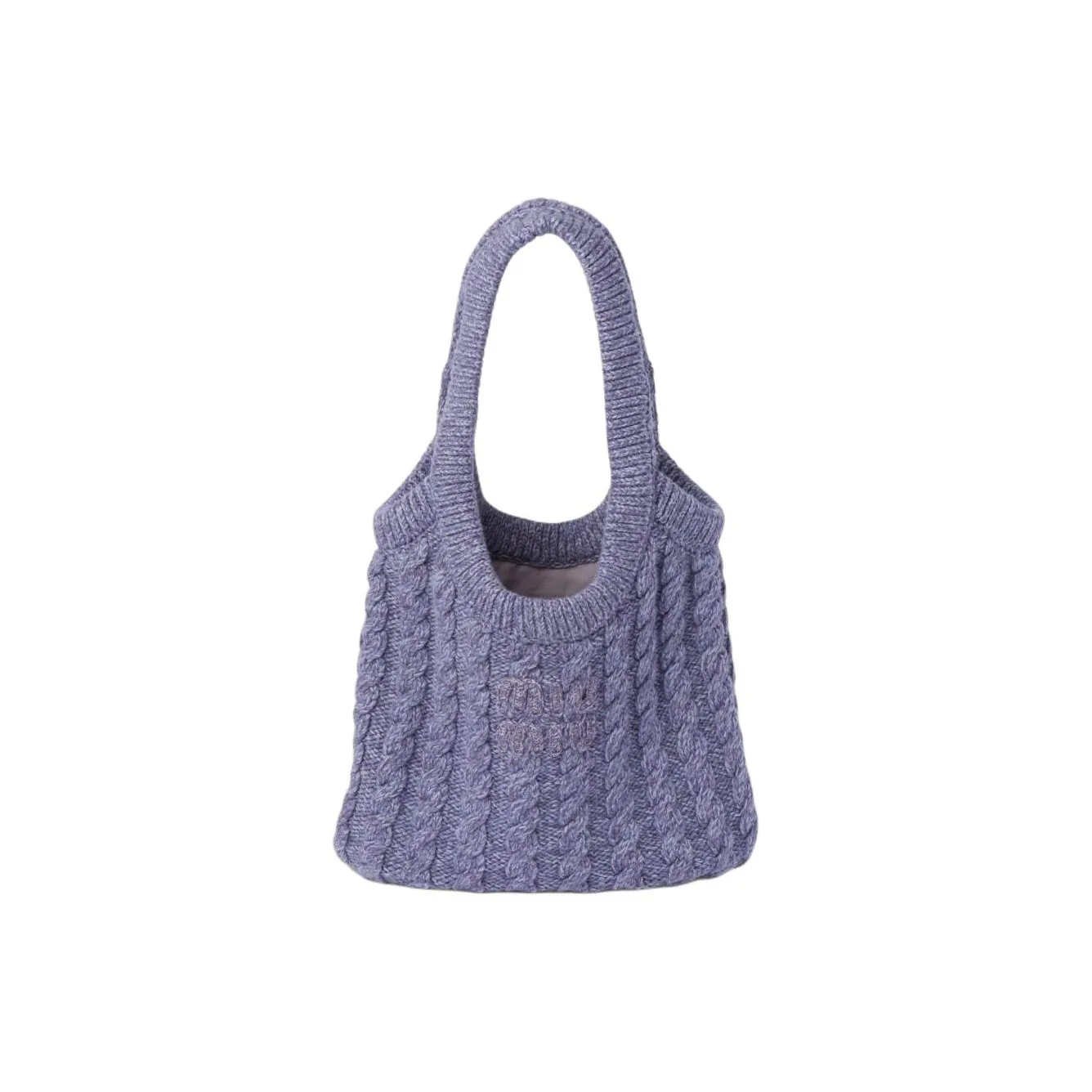 MIU MIU Fabric Tote Bag, Shopping Bag, embroidered-logo Bag, Handbag Women's Wisteria Purple