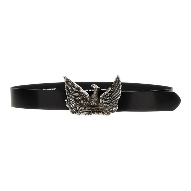 DIESEL Phoenix Логотип Smooth Clasp Кожаные ремни Unisex Черный