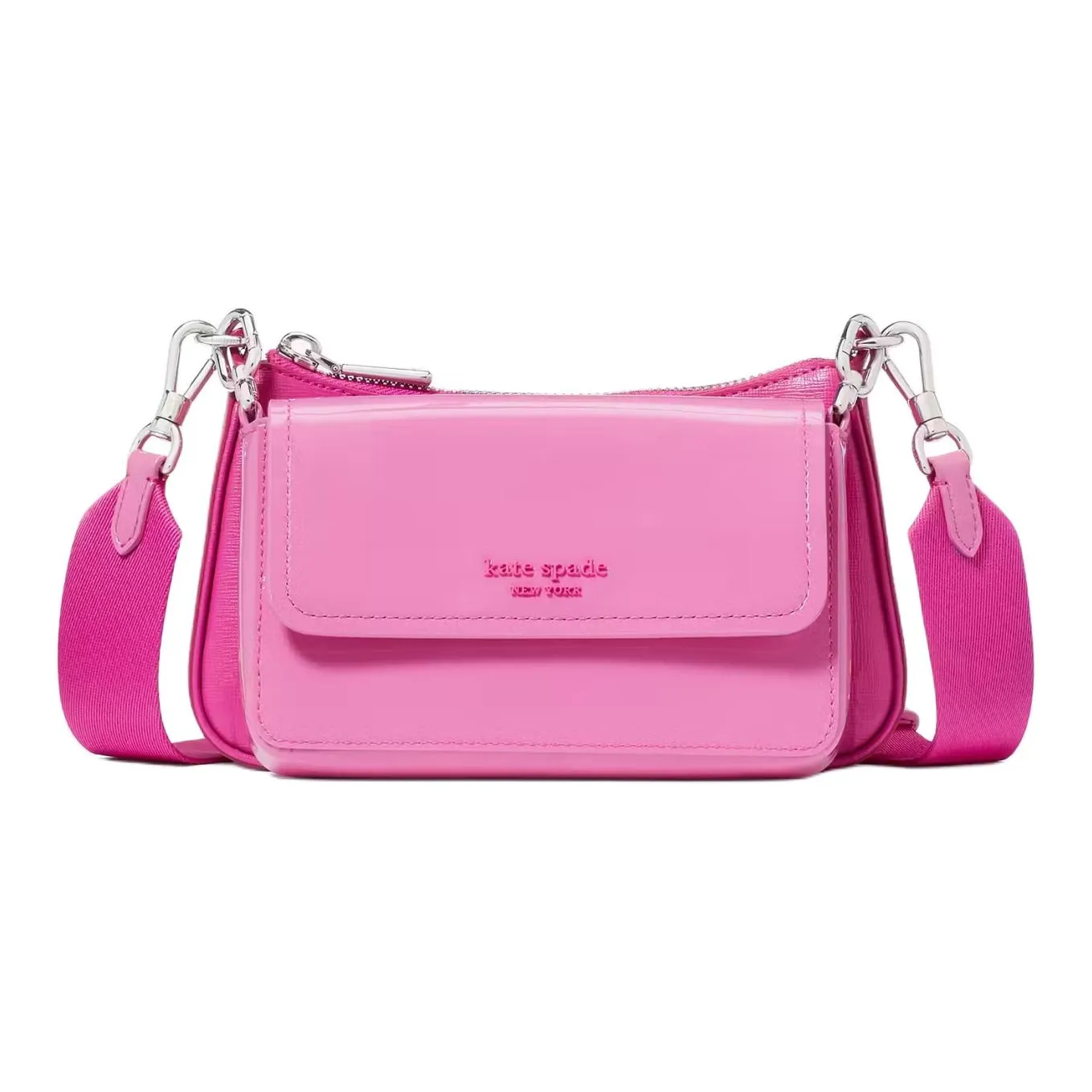 Kate Spade Saffiano Patent Leather Shoulder Bag Crossbody Bag Women's Purple Coneflower Multifloral
