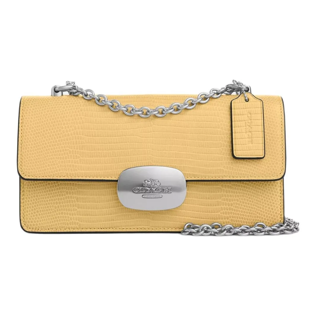 COACH Eliza Кожа Сумка через плечо Маленькая Женская Серебряный Лакрица