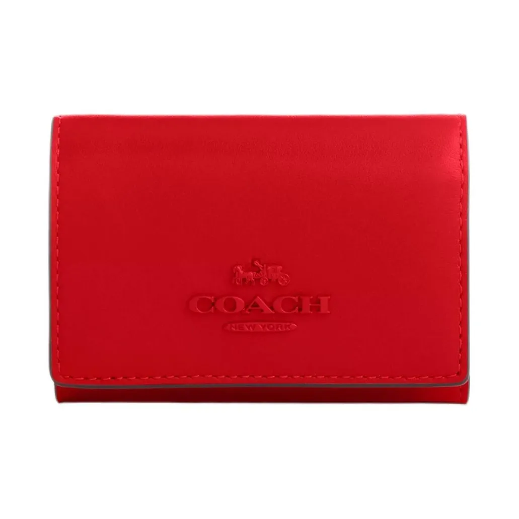COACH Micro Calfskin Wallet Mini Women's Silver & Bright Beige