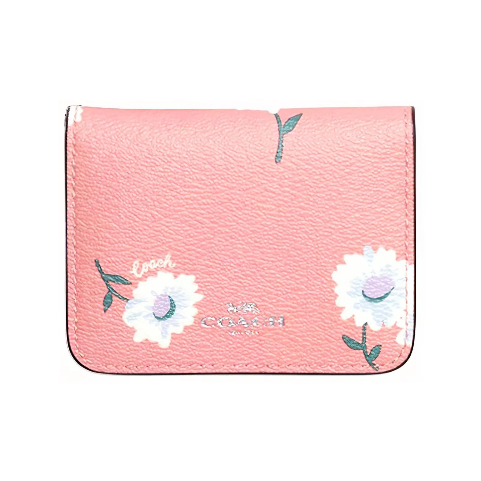 COACH Leather Card Holder Wallet Women's Pink
