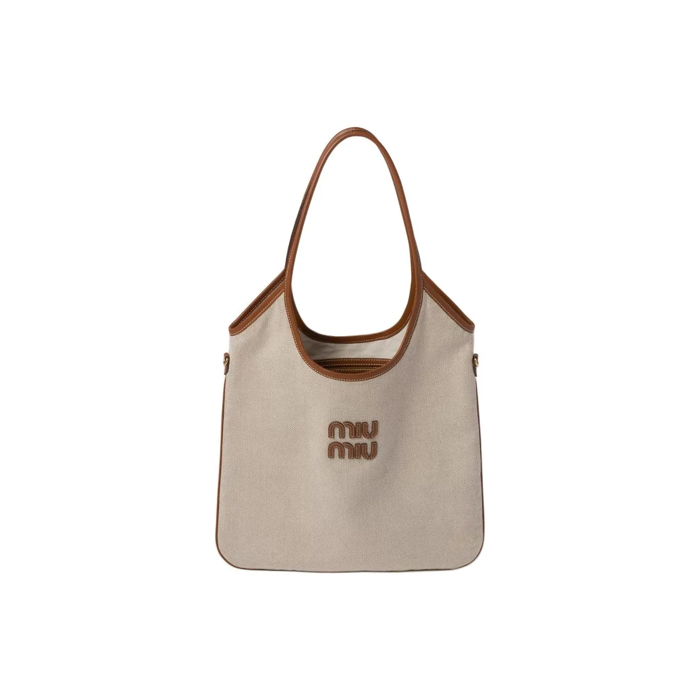MIU MIU Fabric One Shoulder Handbags Women's Beige & Brandy
