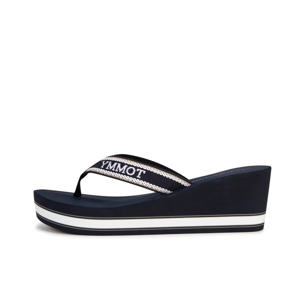 Tommy Hilfiger 65mm Logo-strap Wedge Gold Sandals