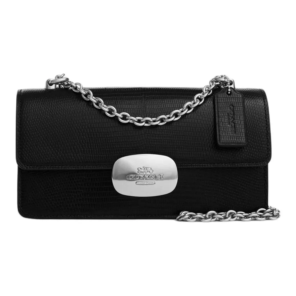 COACH Eliza Кожа Сумка через плечо Маленькая Женская Серебряный и Черный