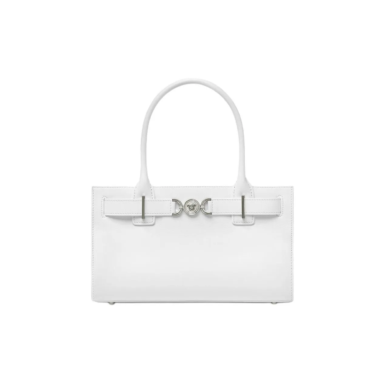 VERSACE Medusa '95 Cow Leather Tote Bag, Shopping Bag, Handbag Medium Size Women's White