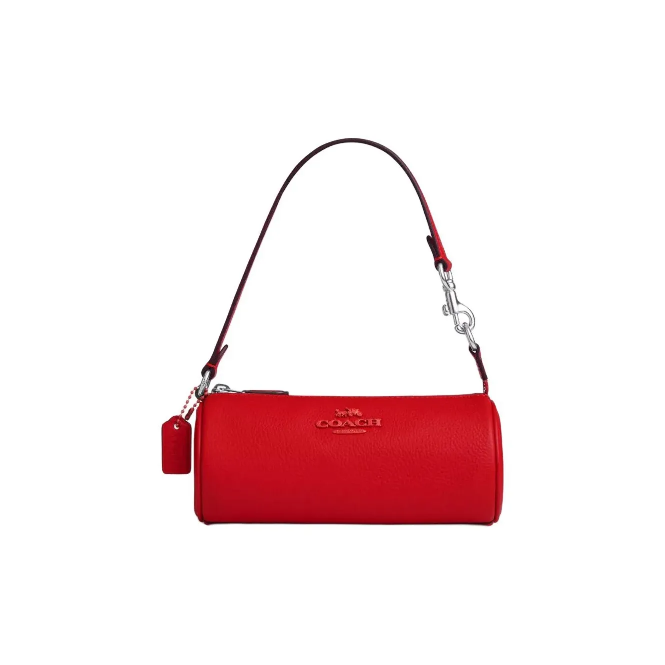 COACH Nolita Leather Handbag, Shoulder Bag Trumpets Women's Silver & Bright Red