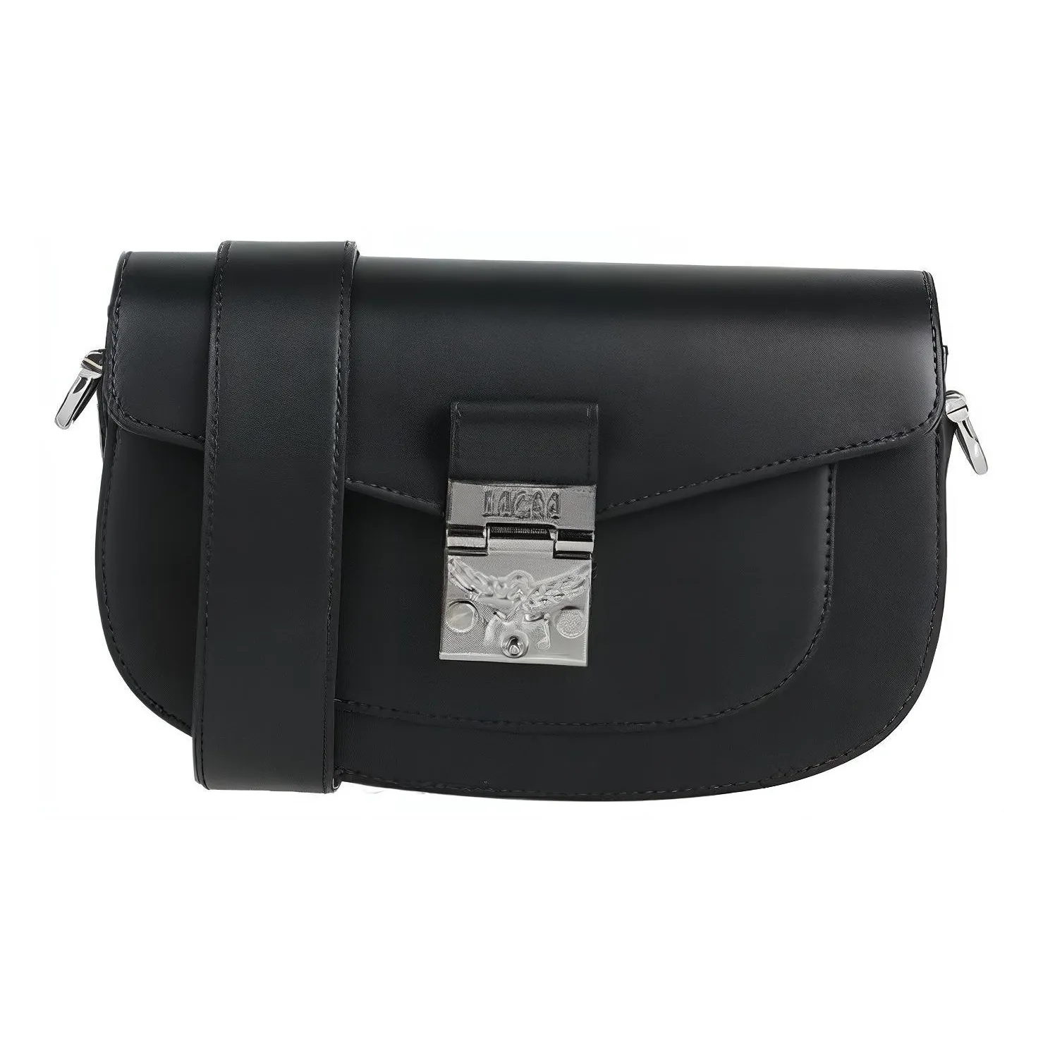MCM Patricia Visetos Cowhide Leather Shoulder Bag, Crossbody Bag Women's Black
