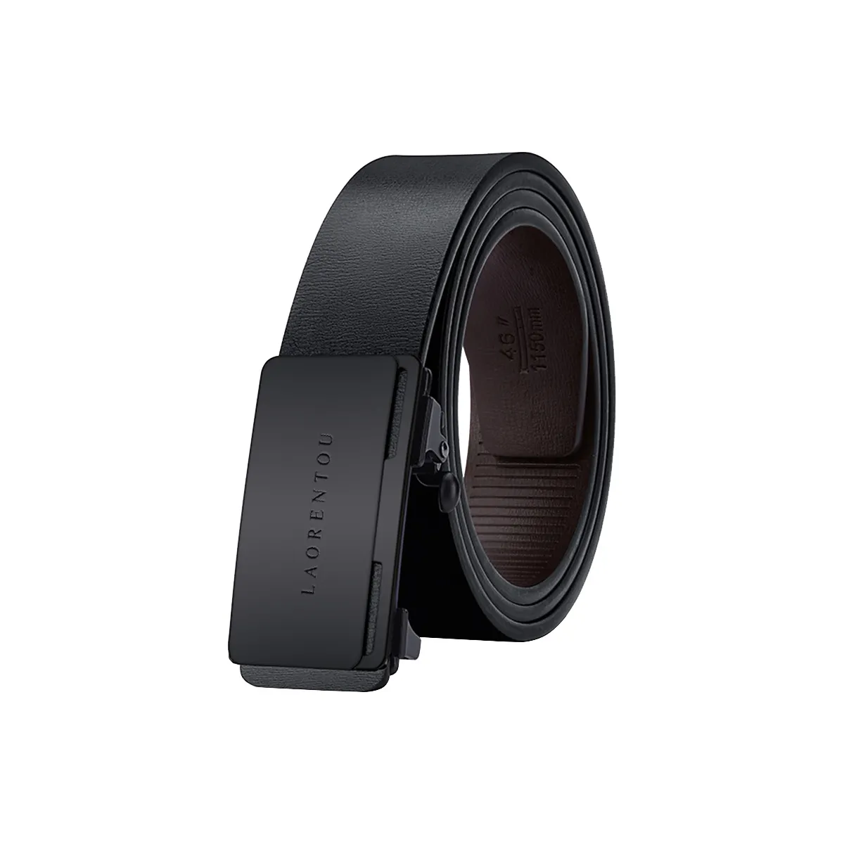 Old Man's Head Business Advanced Touch Solid Color Unique Design Automatic Buckle Cow Leather Leather Belts Men's 3.3CM