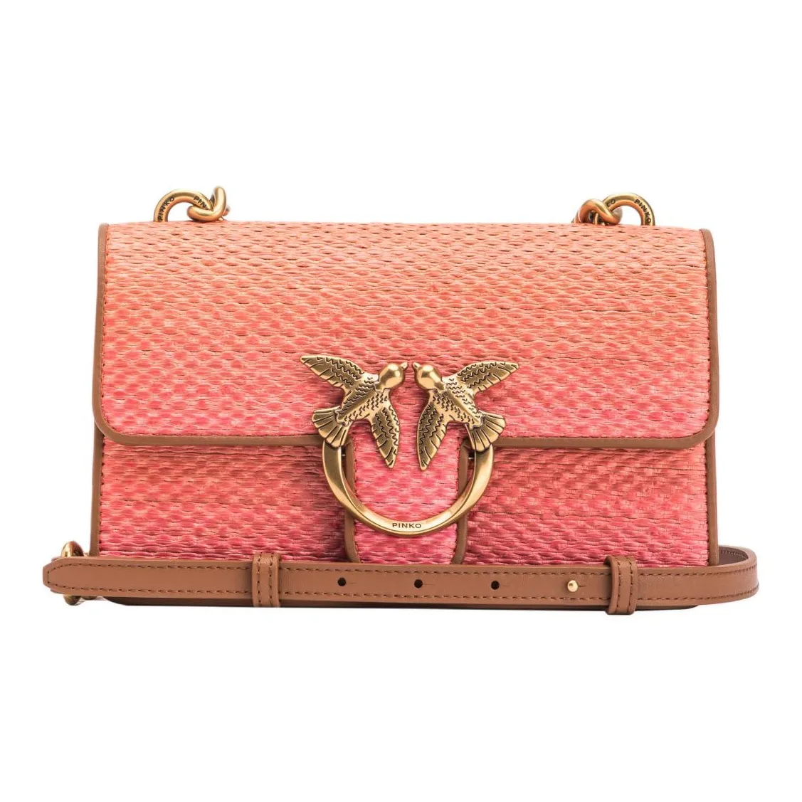 PINKO Кожа с Рафия Сумка через плечо Мини Женские Многоцветный