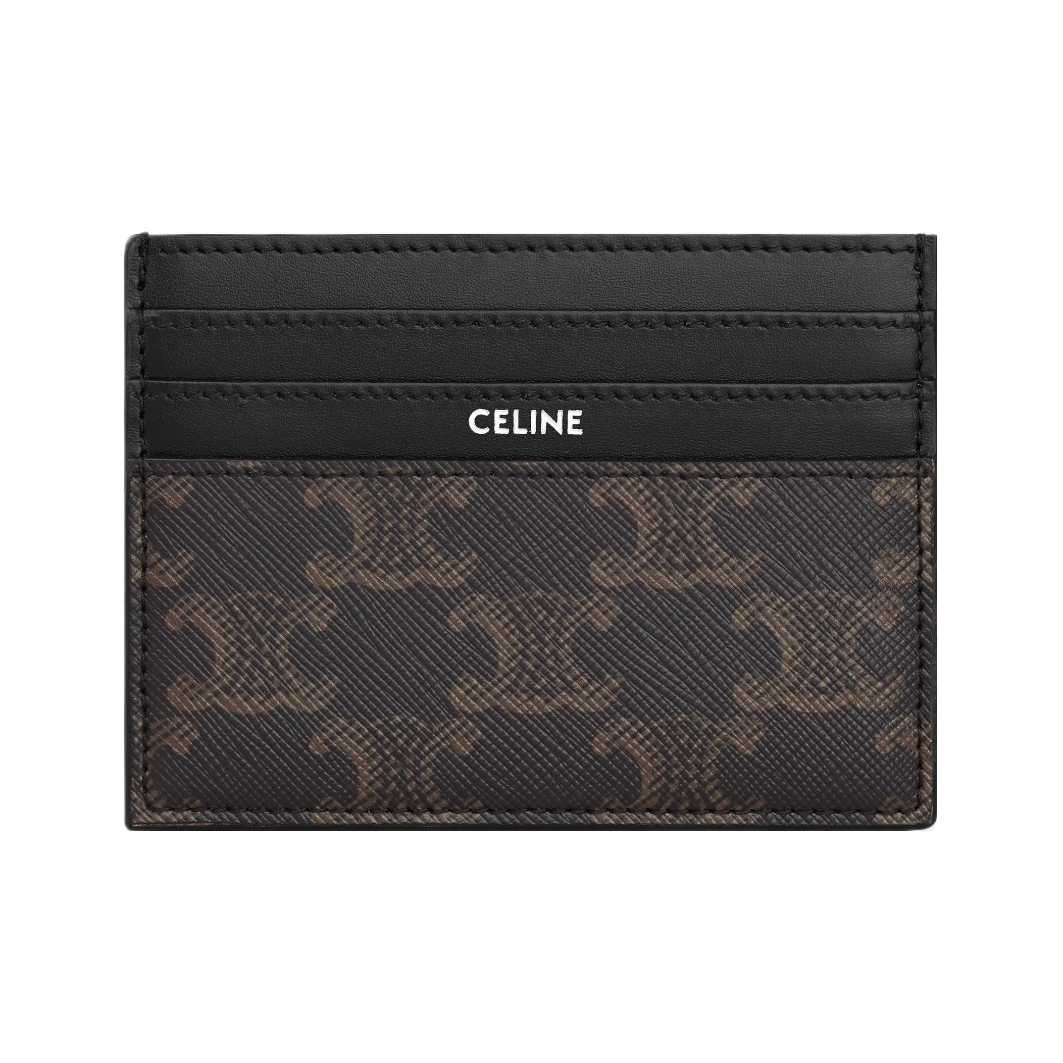 CELINE Triomphe Коровья кожа Держатель для карт Мужской Черный