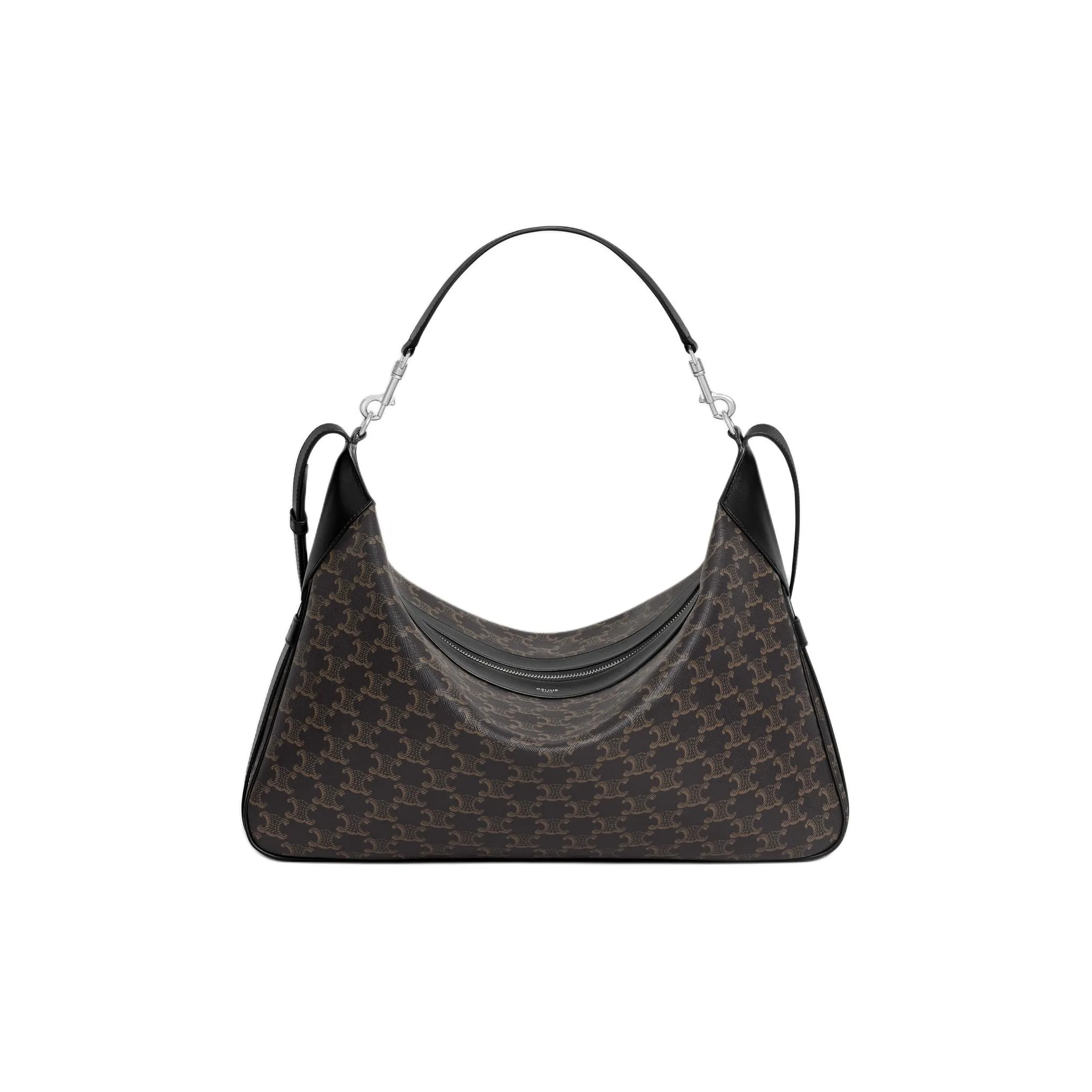 CELINE Romy Collection Canvas paneled Calfskin Trim Shoulder Bag, Crossbody Bag, Handbag Large Men's Black