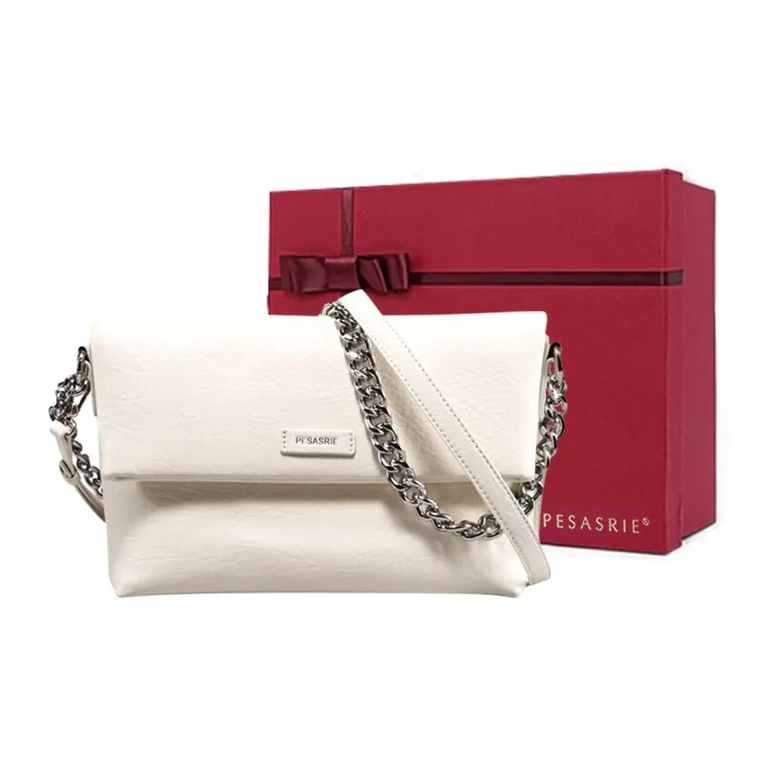 PESASRIE Синтетическая кожа Роскошь Цепочка Сумка через плечо Сумка на плечо Большая Женская Белая Черная