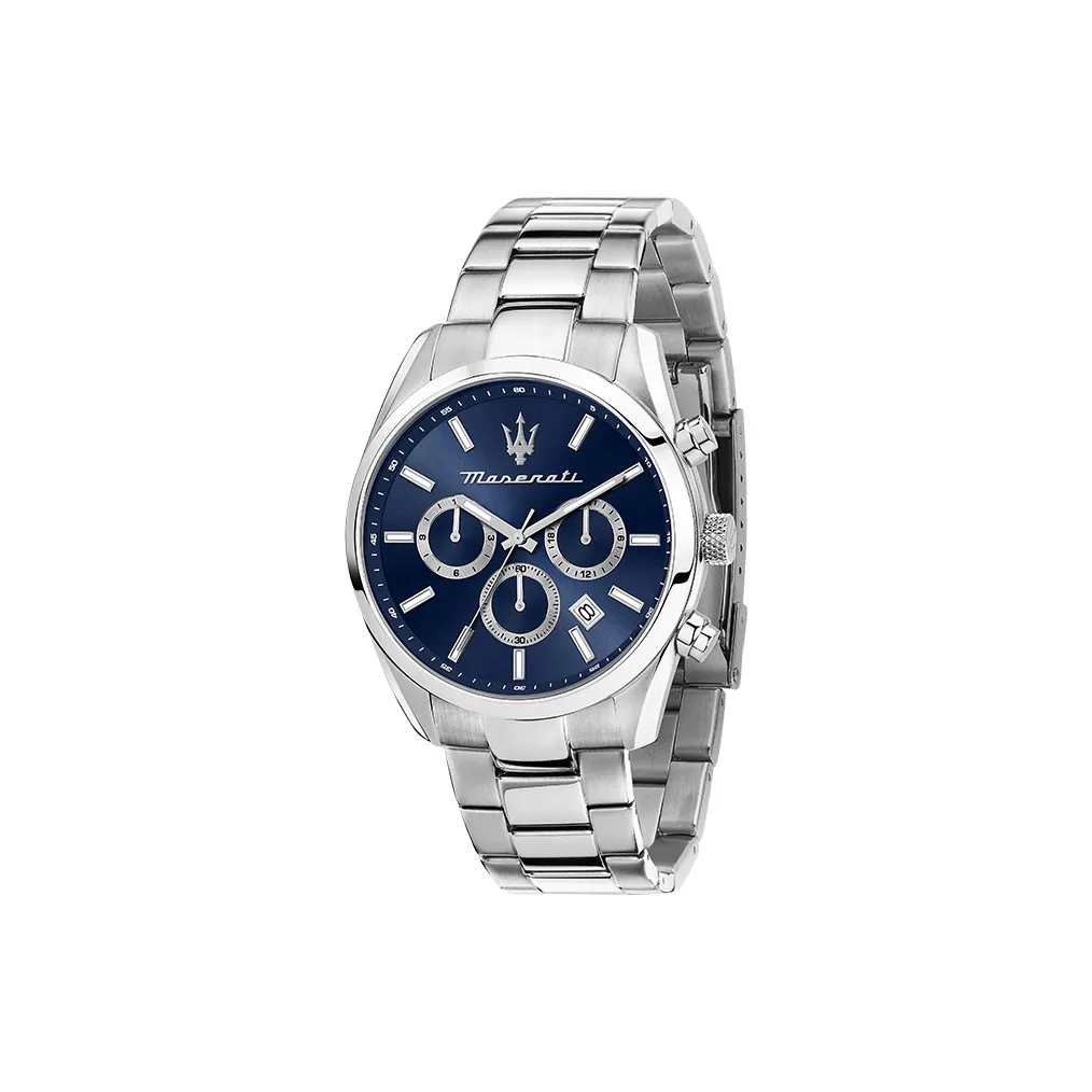 Maserati Мужские часы Кварцевый механизм 43 мм Синий циферблат
