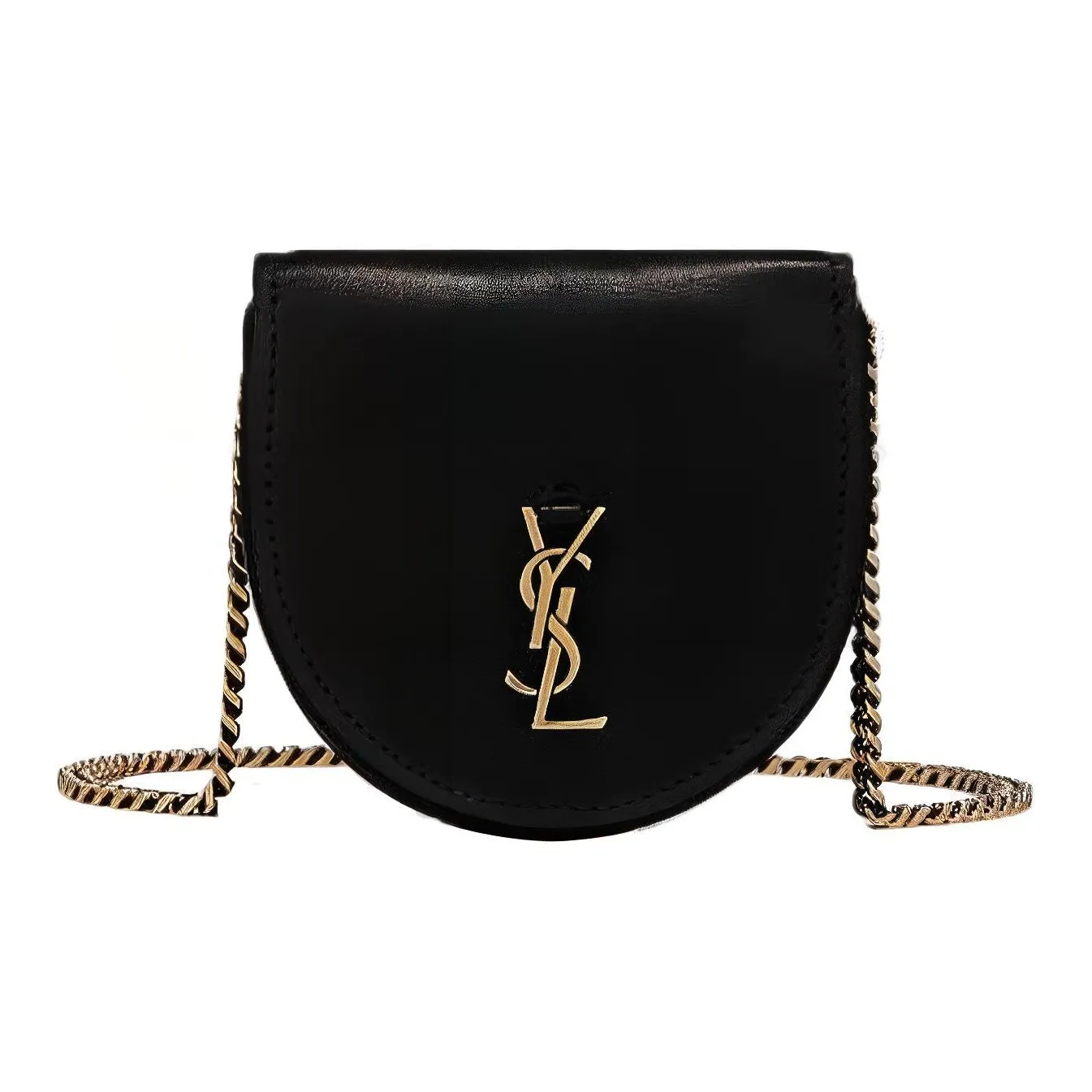 SAINT LAURENT Smooth Leather Horseshoe Coin Purse, Chain Bag, Shoulder Bag, Crossbody Bag Women's Black
