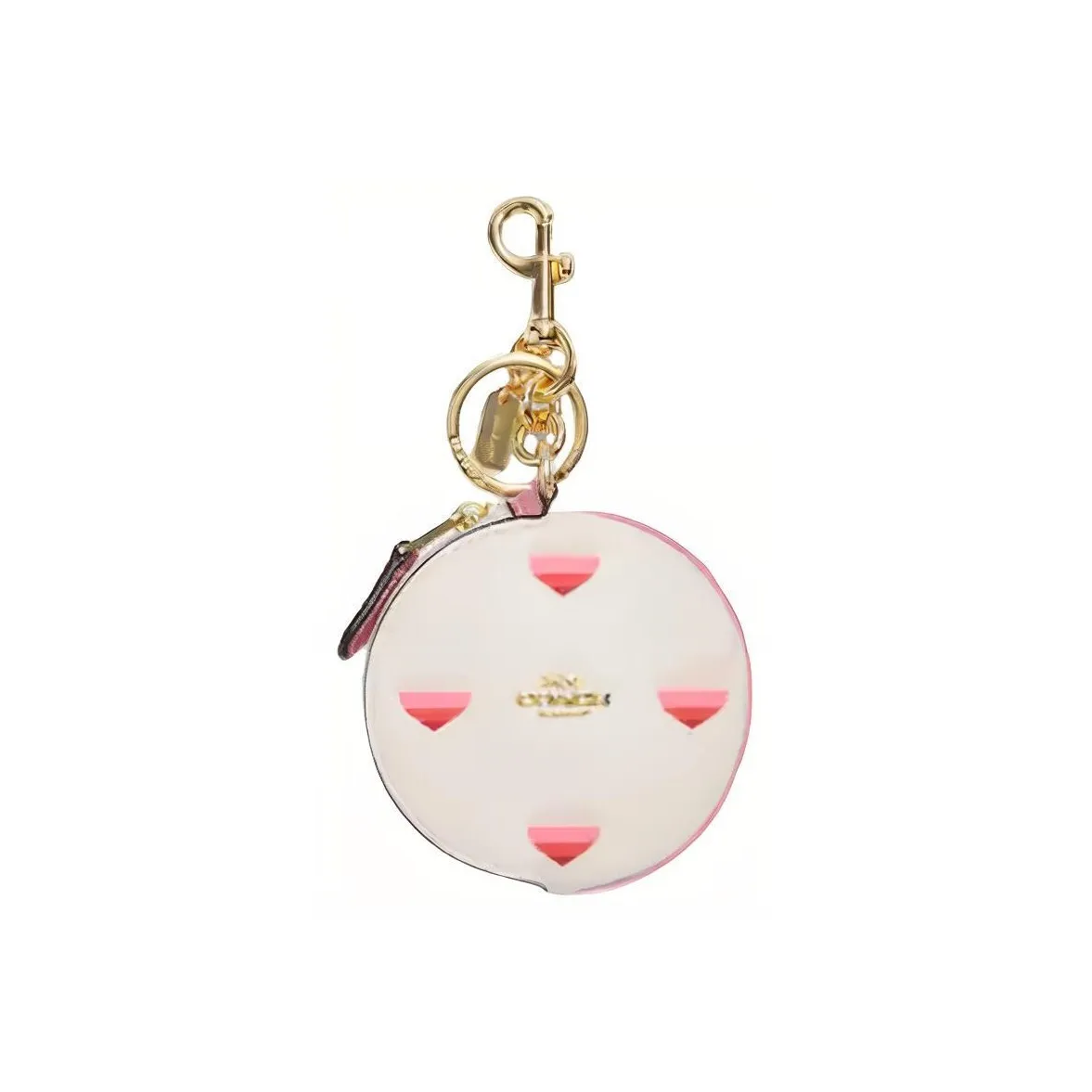COACH Refined Pebble Leather Coin Purse Charm Bag Accessory Mini Women's White