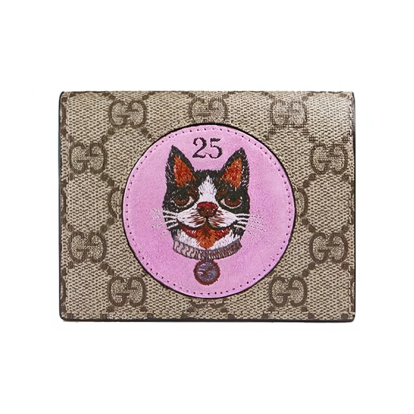 GUCCI GG Supreme Холст с кожей Держатель для карт кошелек Стандартный Женский Эбен Розовый Красный