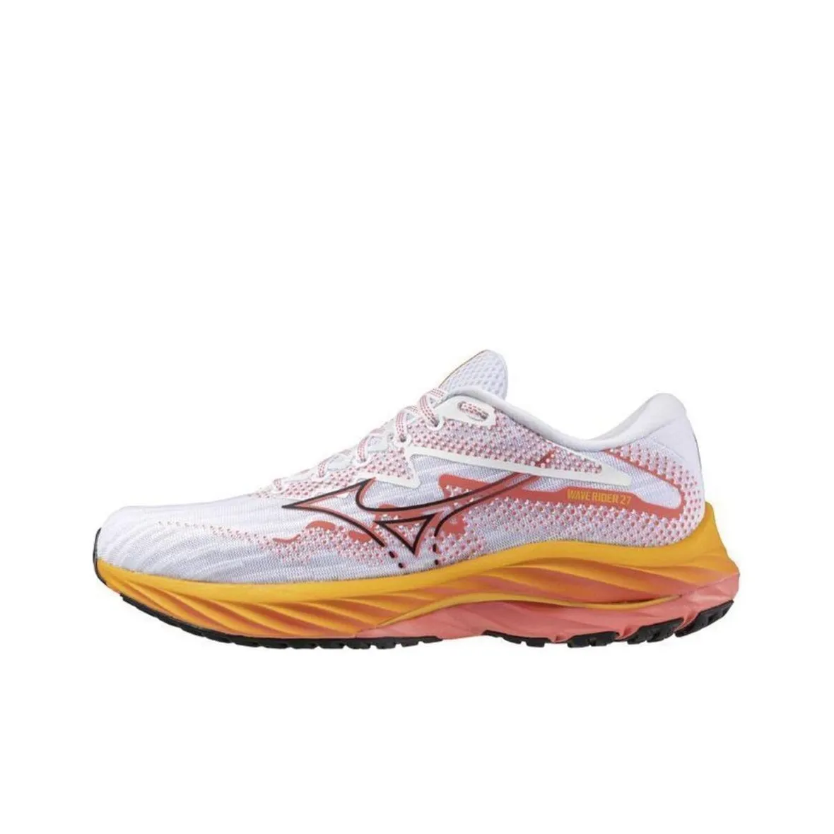 Mizuno Wave Rider 27 Амортизация Износостойкий Низкий Топ Беговые кроссовки Женские Белый Черный Красный