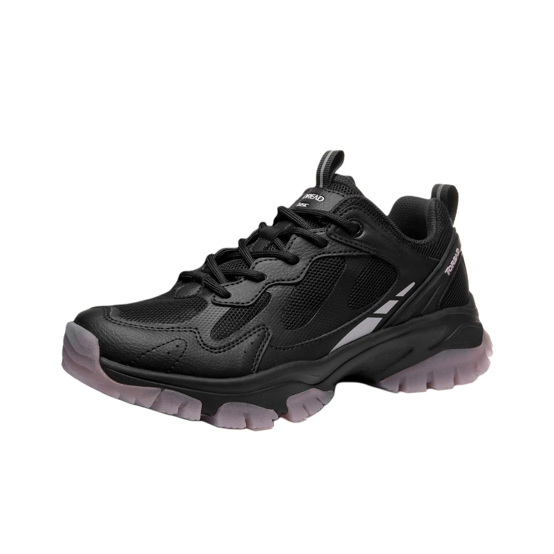 TOREAD Slip-resistant Abrasion-resistant Low Top Hiking Shoes Women's Black Purple TOREAD Противоскользящие абразионные устойчивые низкие топовые походные ботинки женские черные фиолетовые