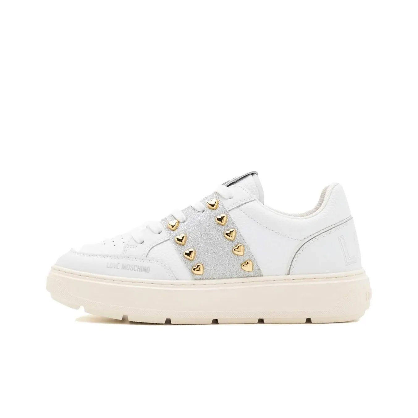 LOVE MOSCHINO Logo-embossed Leather Sneakers