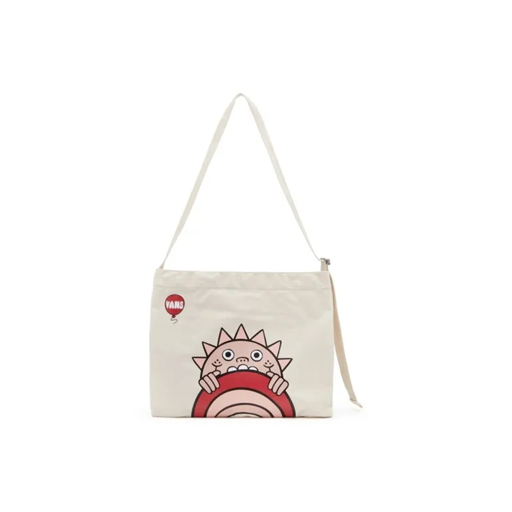 Vans Red Eye Collaboration Cotton Shoulder Bag, Crossbody Bag Regular Unisex White