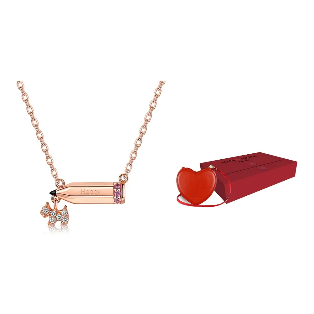 Agatha 925 Sterling Silver Necklace, Collarbone Chain Women's Rose Gold