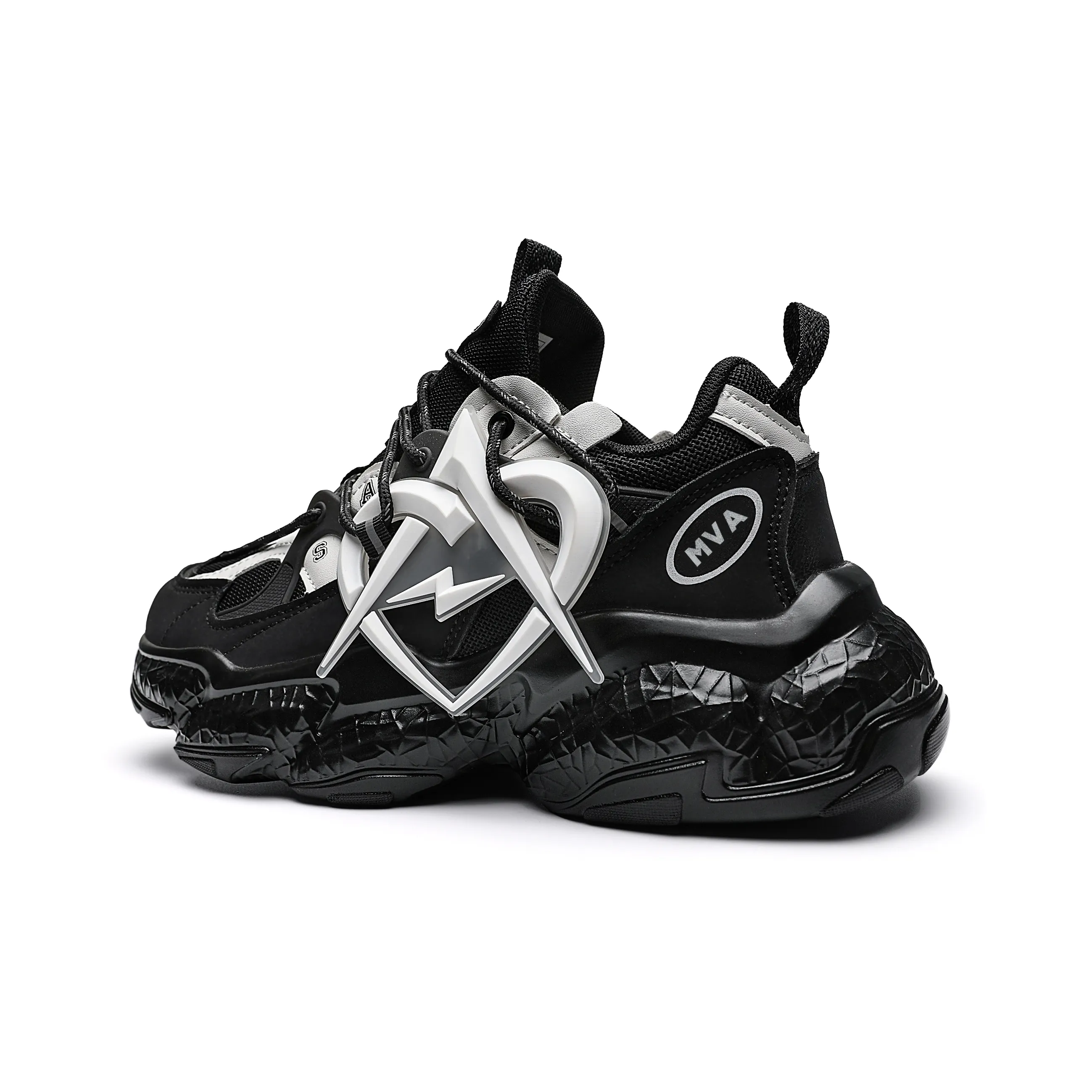 MVA Легкие и Дышащие Низкие Топ Кроссовки с Толстой Подошвой 6 см Унисекс Черный Белый