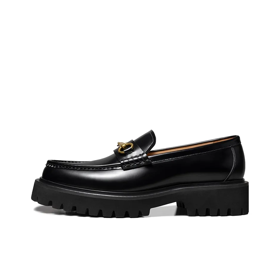 THOM WILLS British Style Casual Versatile Slip on Shoes Loafers 4.8cm Men's Black