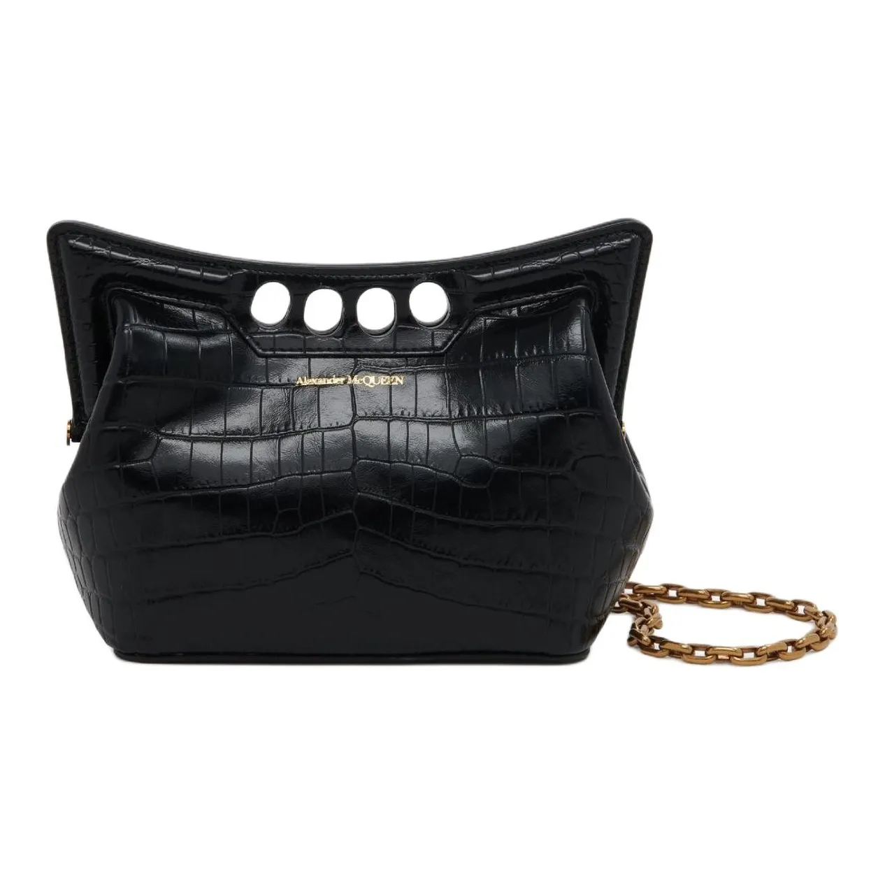 Alexander McQueen Peak Vegan Material Portable Crossbody Bag, Shoulder Bag Women's Black