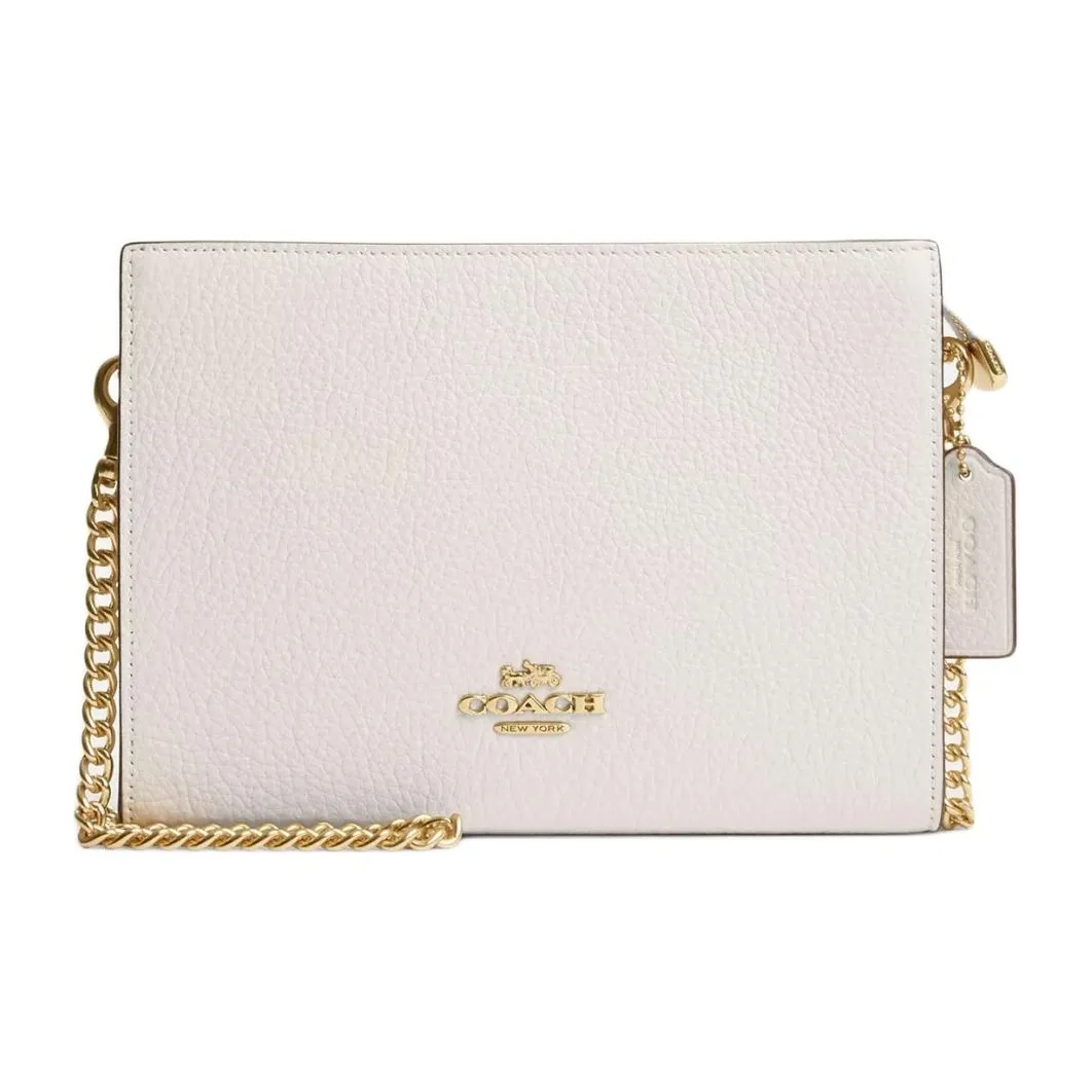 COACH Leather Shoulder Bag, Crossbody Bag Trumpets Women's Gold & Chalk White