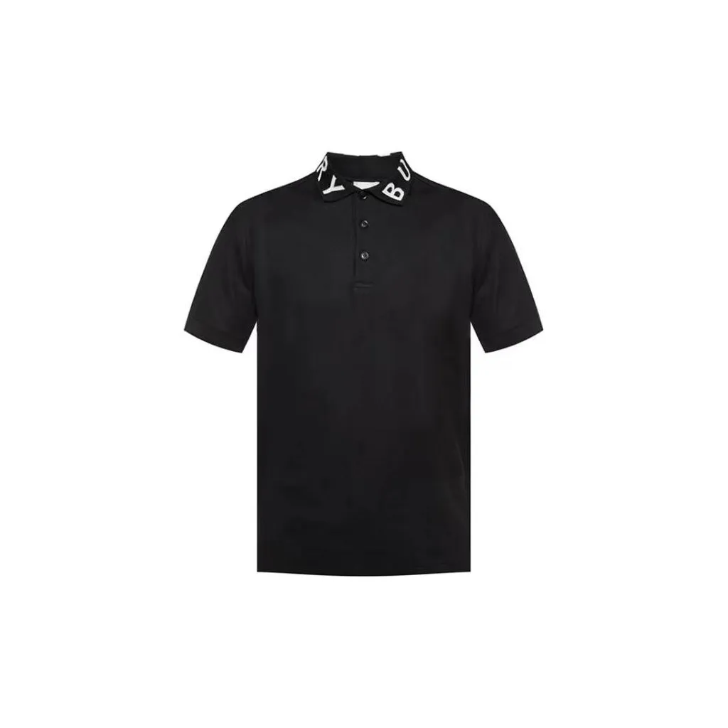 Burberry Men Ryland Collar Logo Polo Black